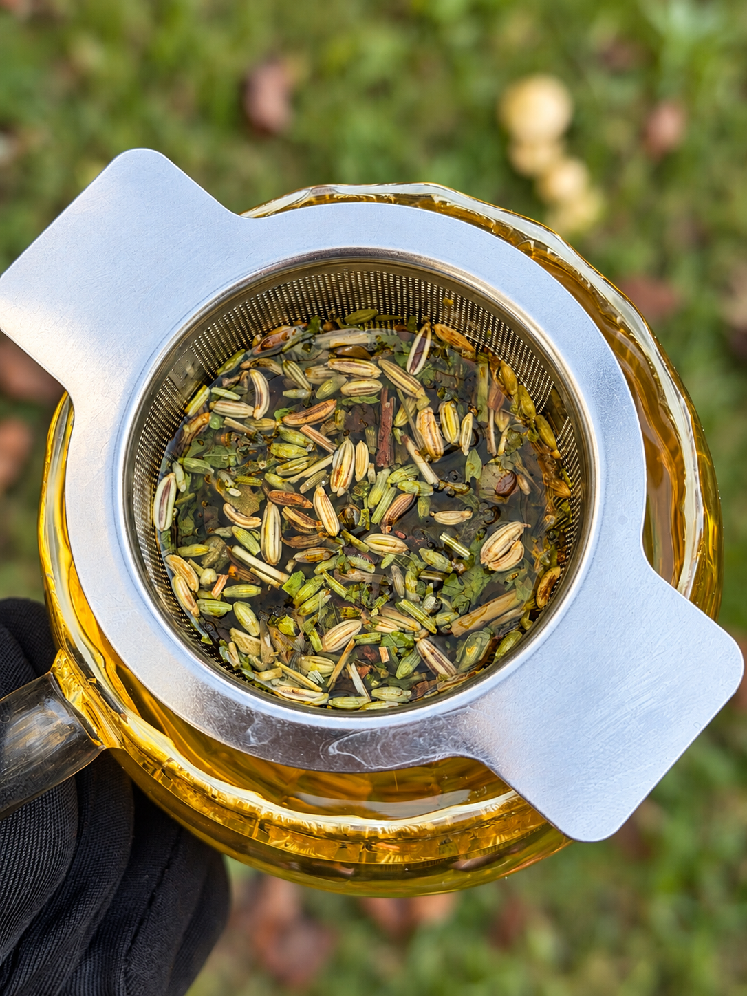 Grand infuseur / passoire à thé en inox avec couvercle