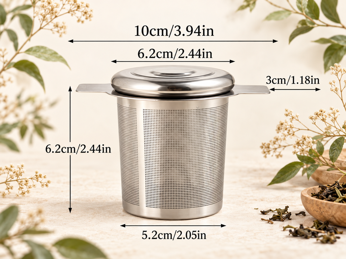 Grand infuseur / passoire à thé en inox avec couvercle