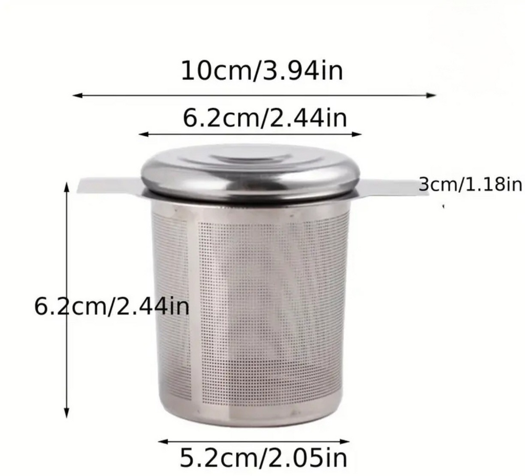 Grand infuseur / passoire à thé en inox avec couvercle