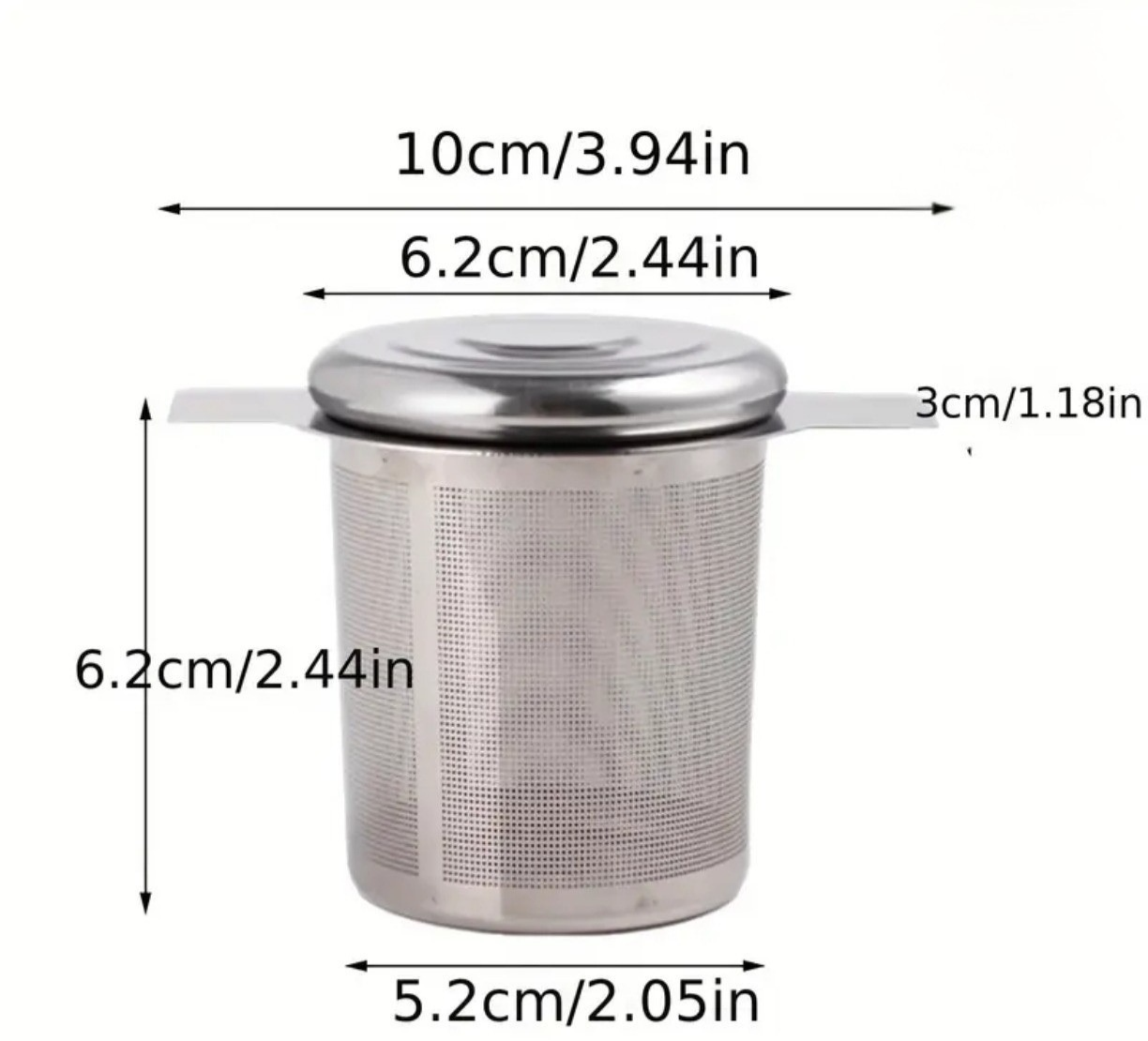 Grand infuseur / passoire à thé en inox avec couvercle