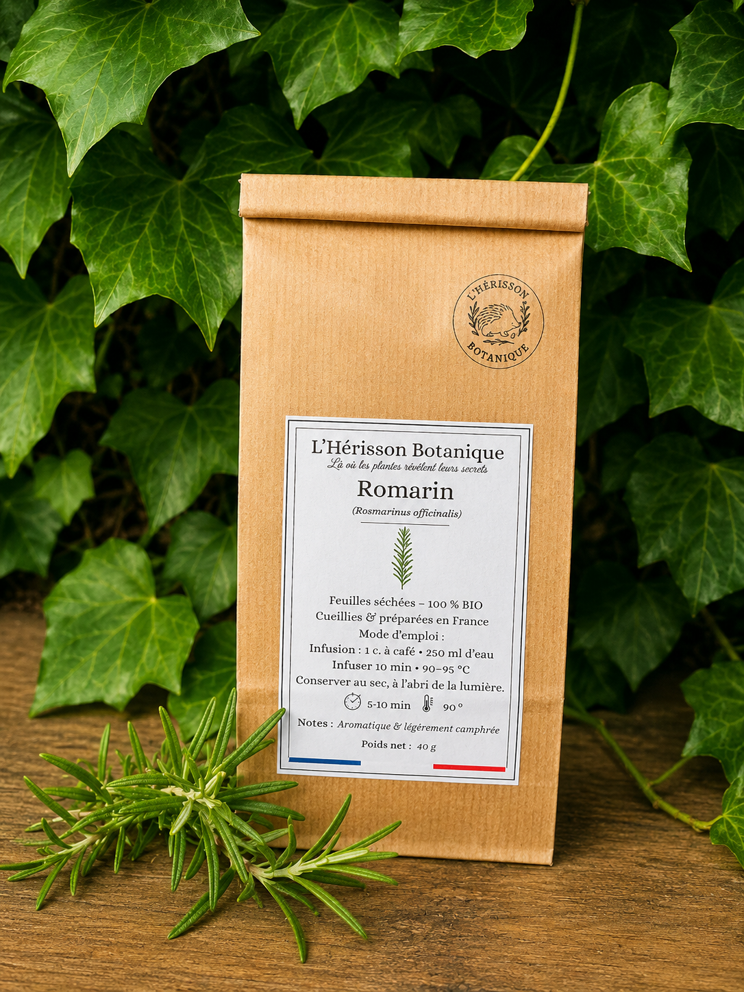 ROMARIN (Rosmarinus officinalis )feuilles UE bio 40 g ( Origine France )